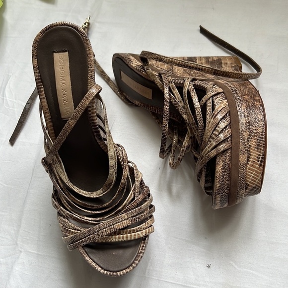 ⭐️BCBGMAXAZRIA Women’s Laurol Mushroom Printed WEDGE HEELS Strap Shoes Size 6⭐️ - Picture 4 of 8